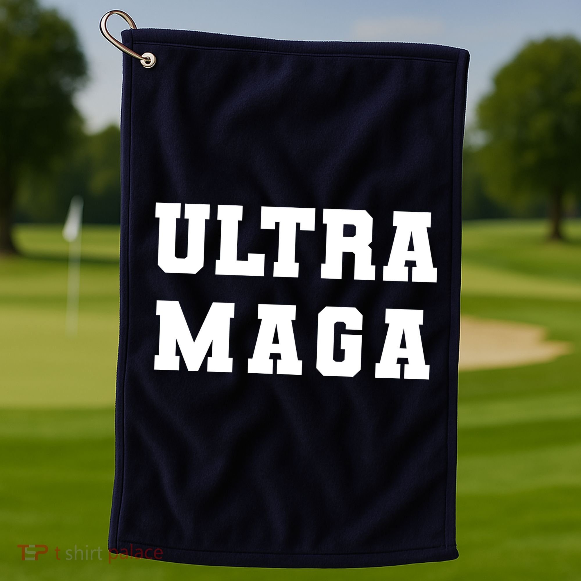 Ultra MAGA Varsity College Font Logo Golf Towel