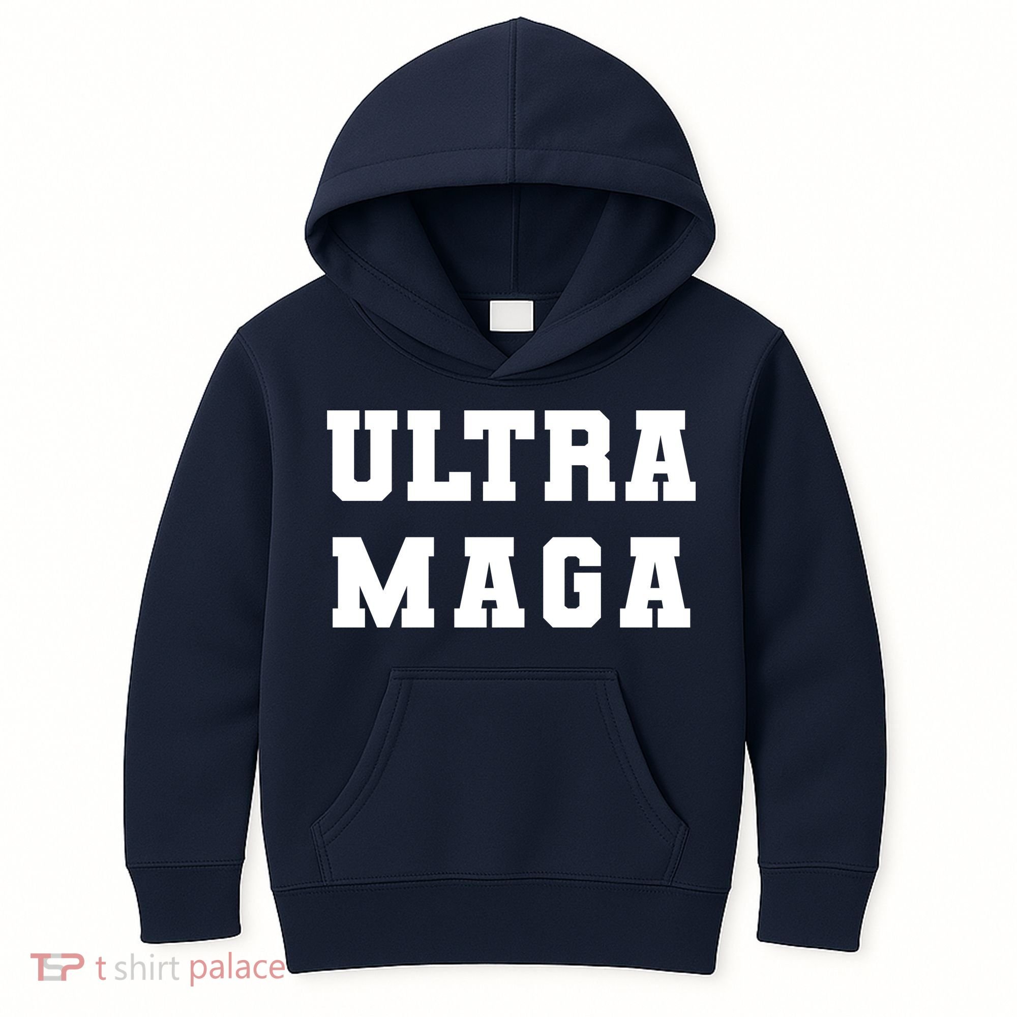 Ultra MAGA Varsity College Font Logo Kids Hoodie
