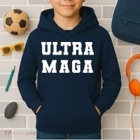 Ultra MAGA Varsity College Font Logo Kids Hoodie thumb 2