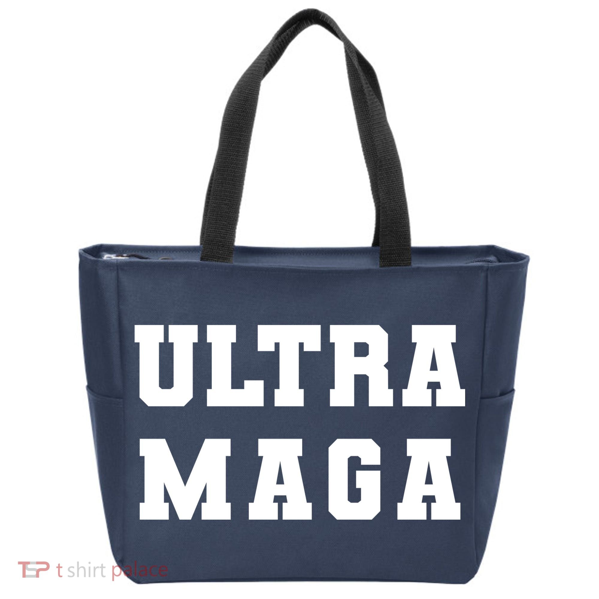 Ultra MAGA Varsity College Font Logo Tote Bag