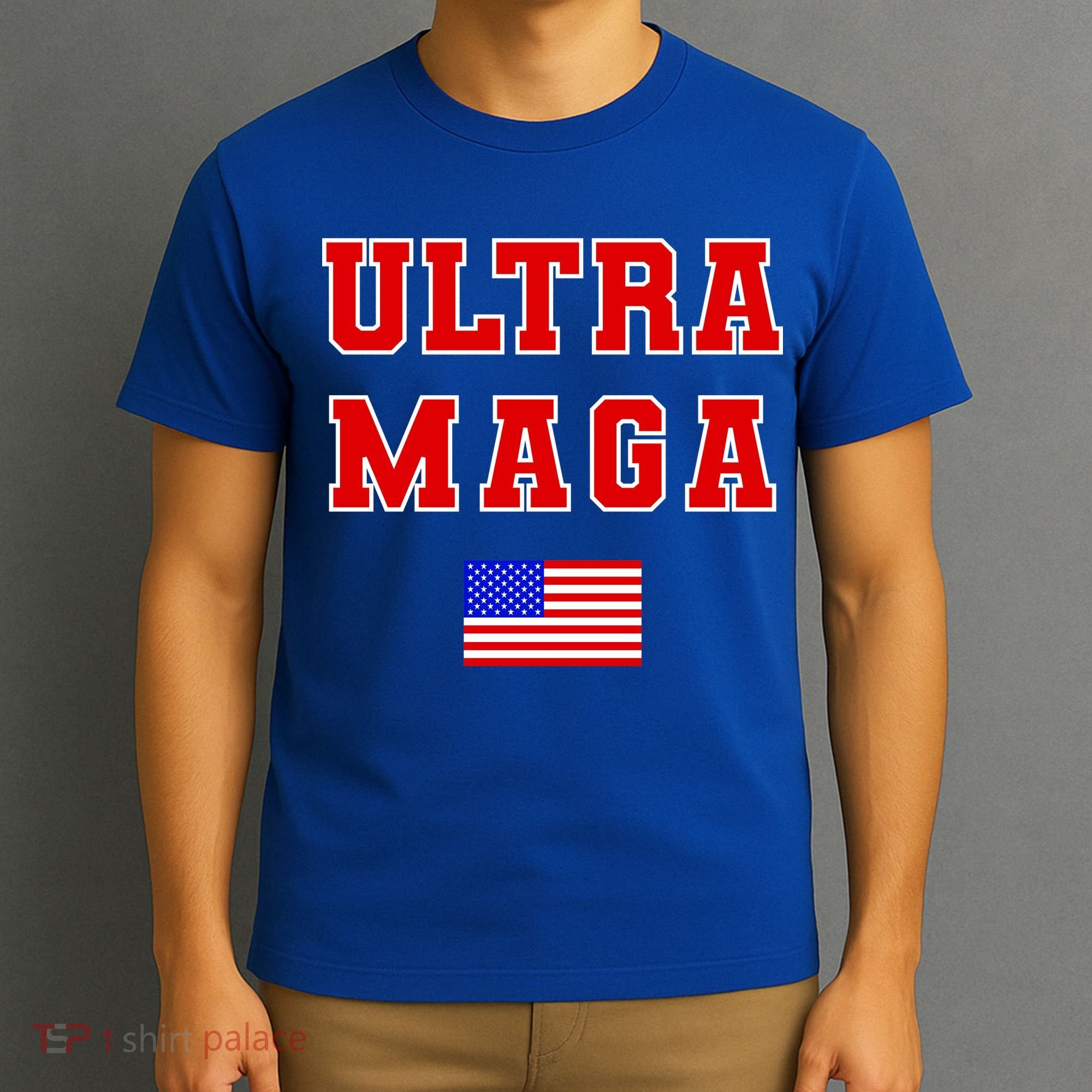 Ultra MAGA Varsity USA United States Flag Logo T-Shirt