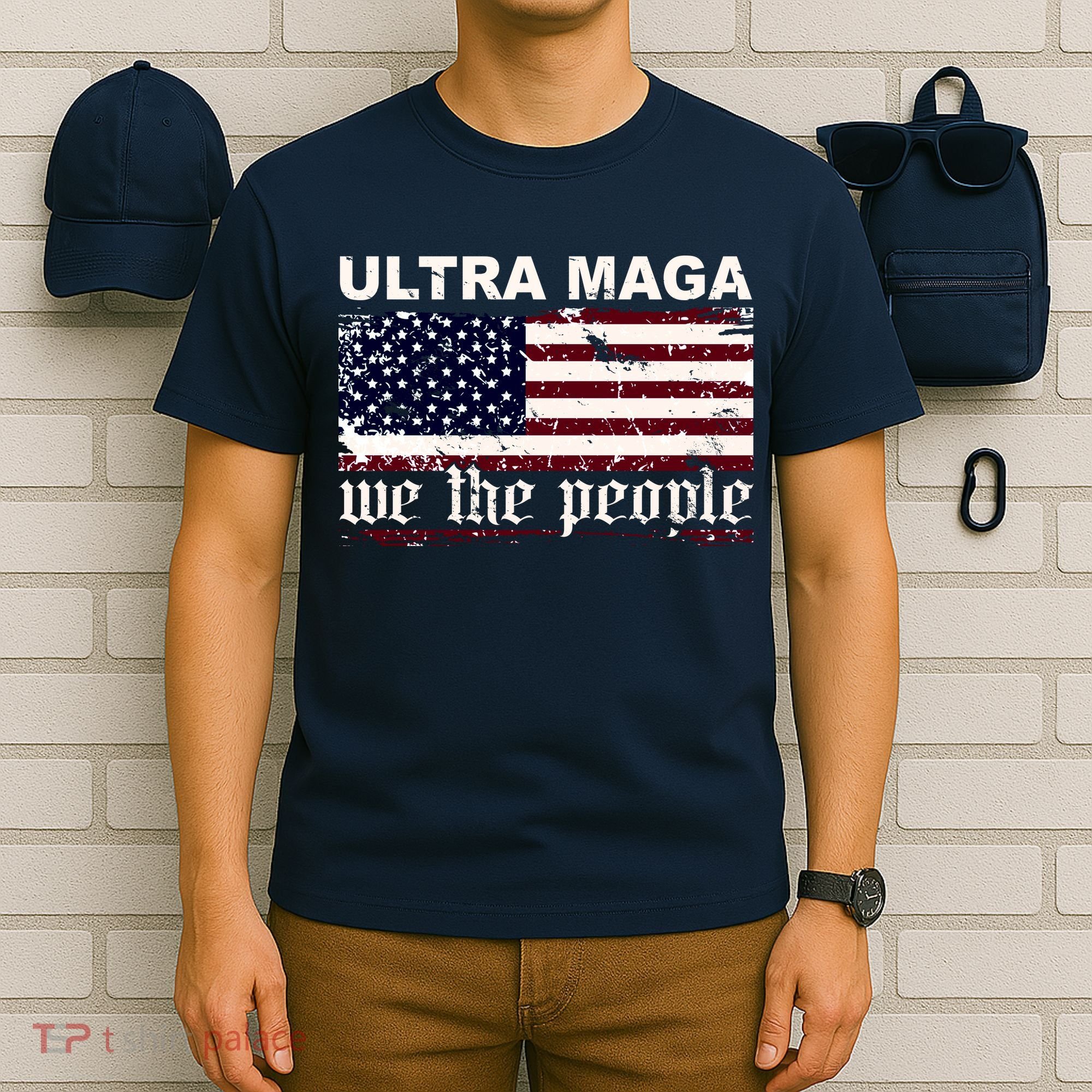 Ultra Maga We The People USA Flag Vintage T-Shirt