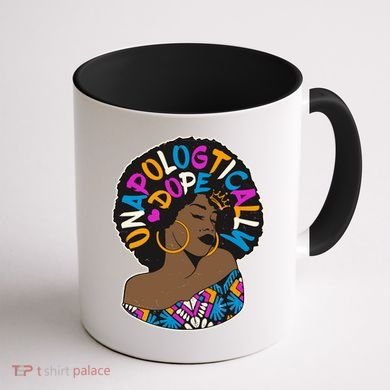 Unapologtically Dope Black Woman Stylish Afro  Coffee Mug back