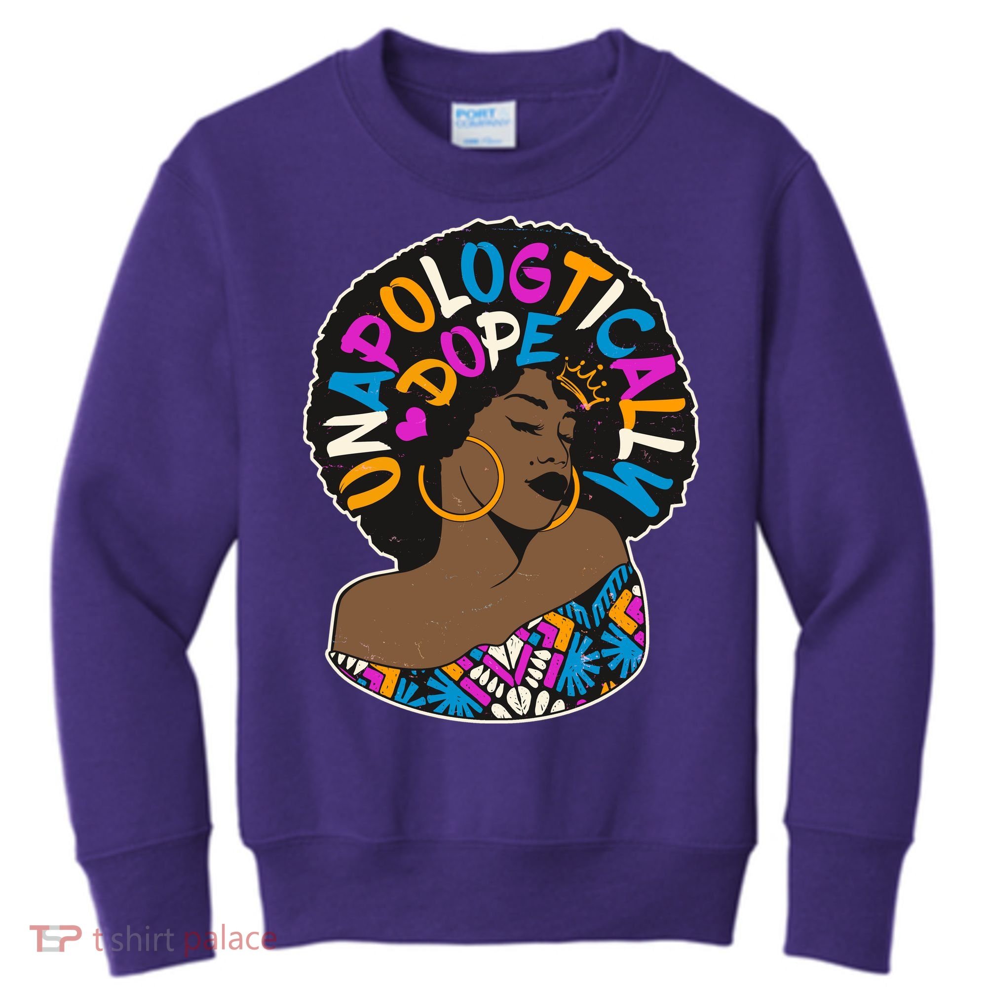 Unapologtically Dope Black Woman Stylish Afro  Kids Sweatshirt