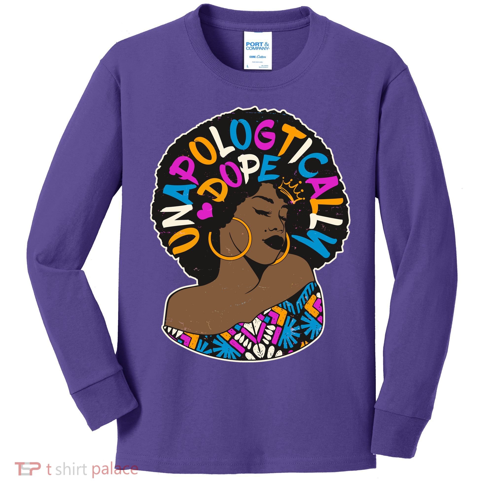 Unapologtically Dope Black Woman Stylish Afro  Kids Long Sleeve Shirt