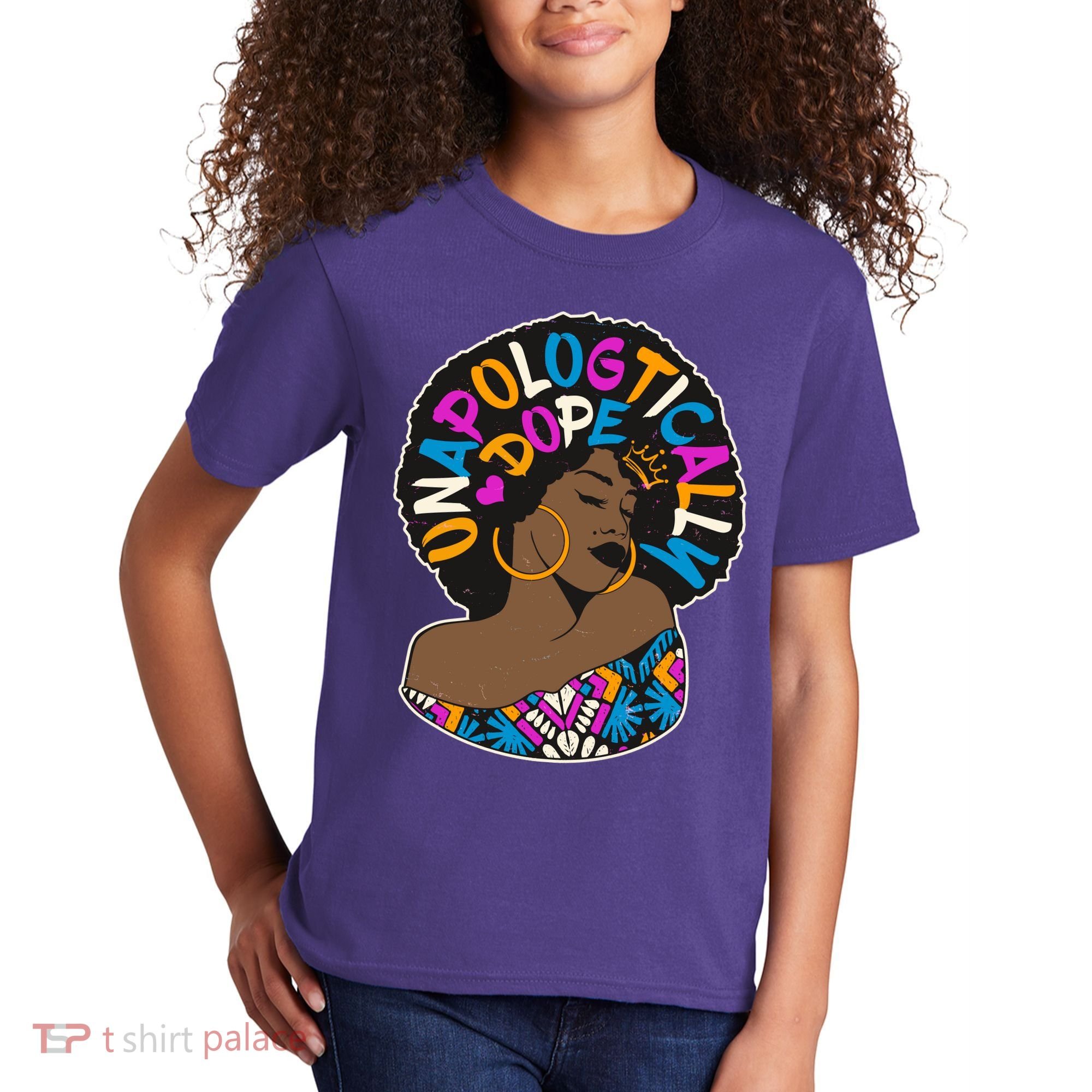 Unapologtically Dope Black Woman Stylish Afro  Kids T-Shirt