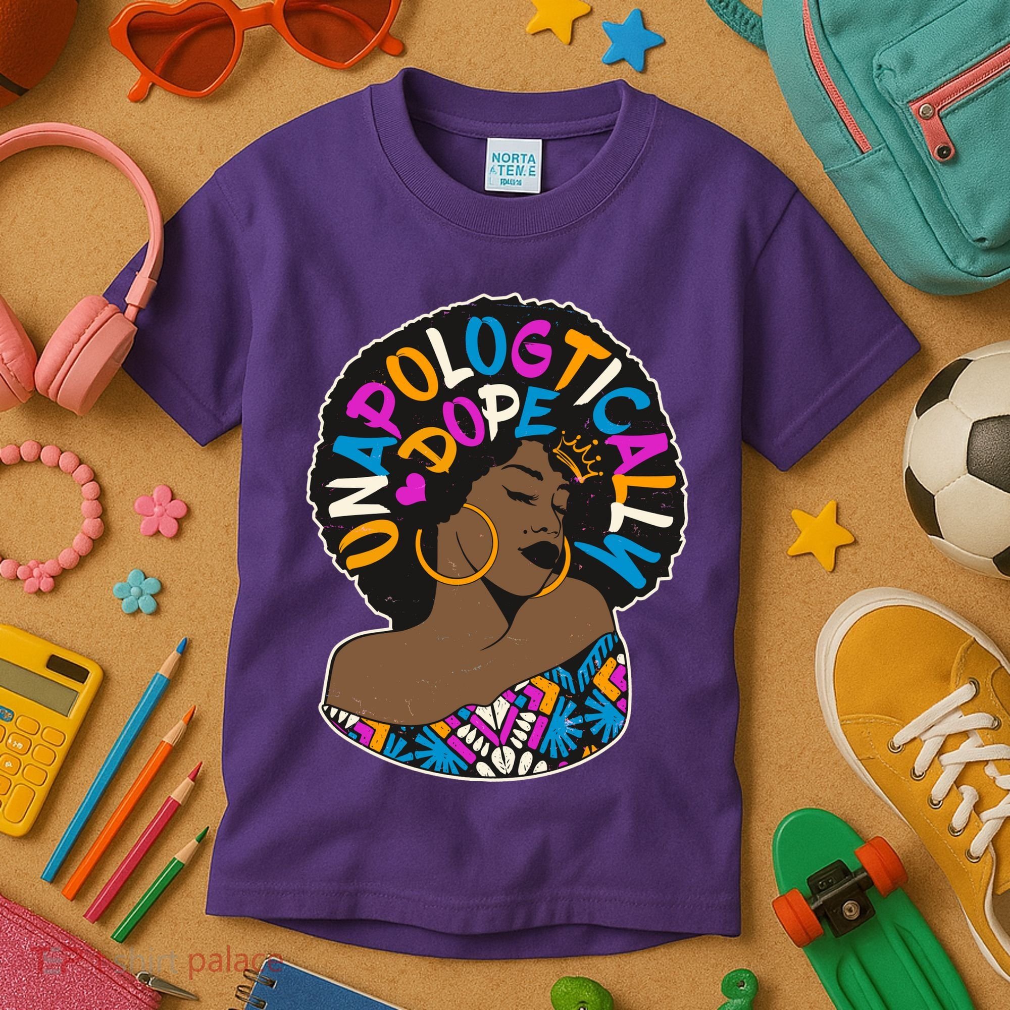 Unapologtically Dope Black Woman Stylish Afro  Kids T-Shirt