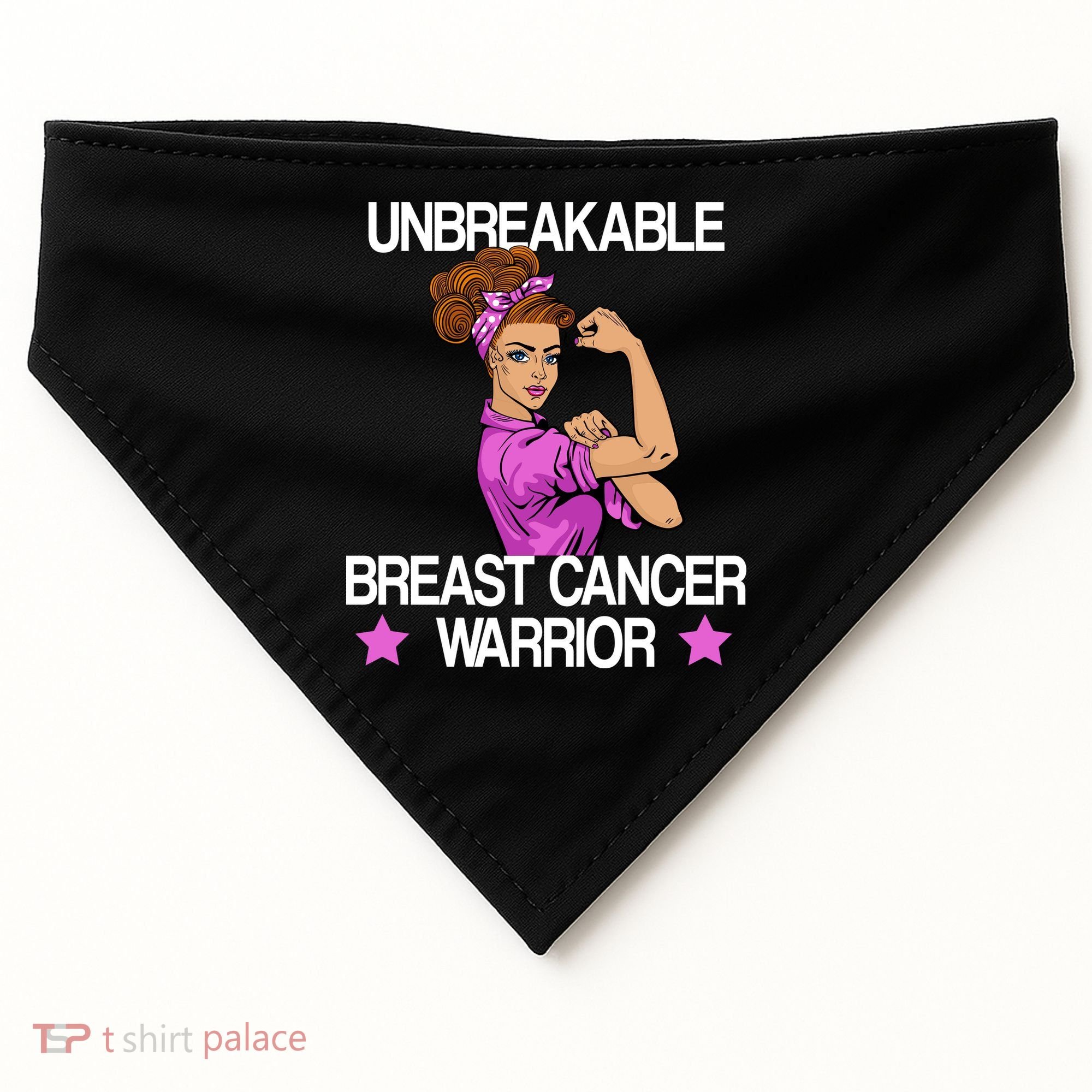 Unbreakable Breast Cancer Warrior USA-Made Doggie Bandana