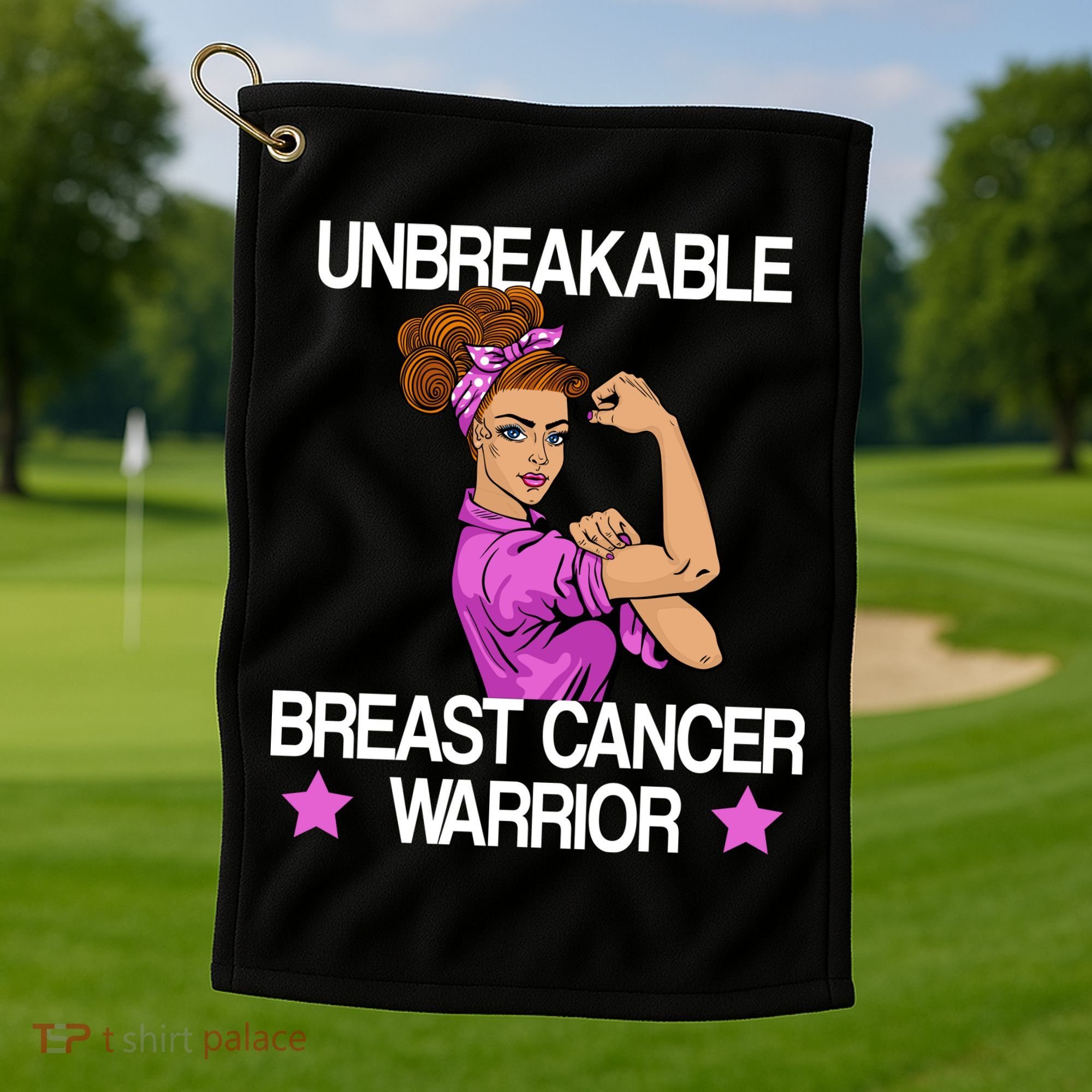 Unbreakable Breast Cancer Warrior Golf Towel