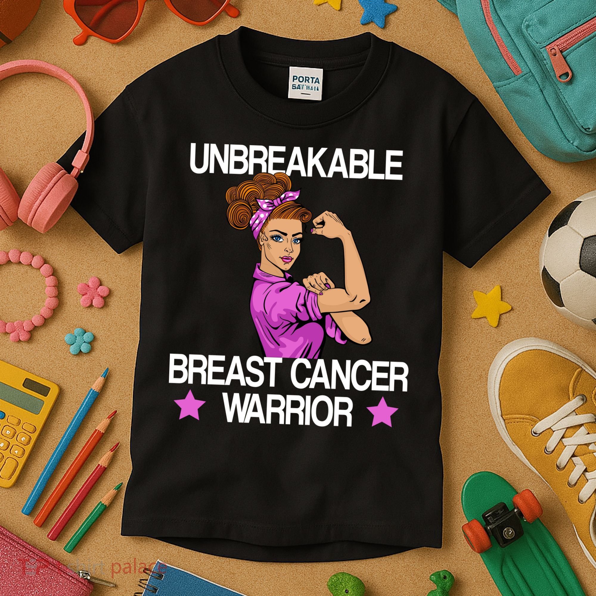 Unbreakable Breast Cancer Warrior Kids T-Shirt