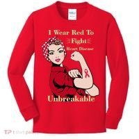 Unbreakable Wear Red To Fight Heart Disease Kids Long Sleeve Shirt thumb 0