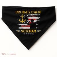 USS Nimitz CVN 68 Aircraft Carrier Veteran Flag Veterans Day USA-Made Doggie Bandana thumb 0