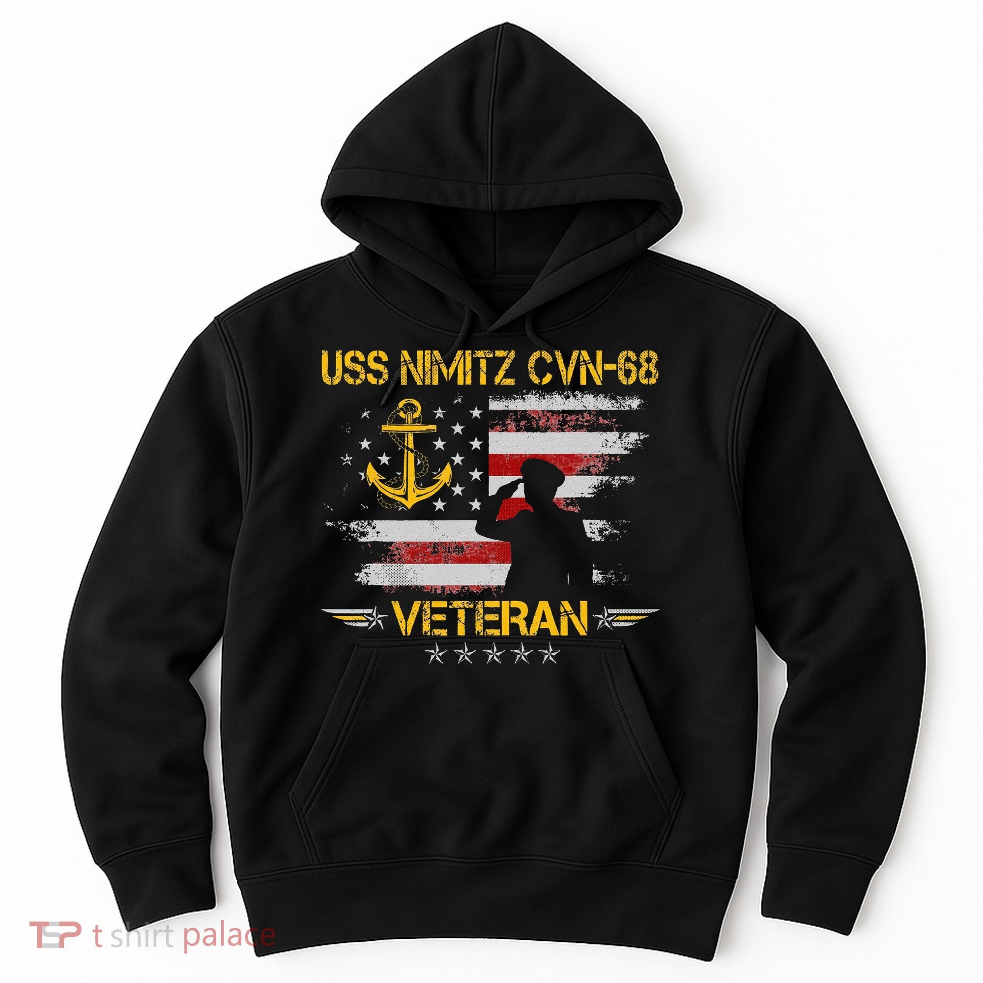 USS Nimitz CVN 68 Aircraft Carrier Veteran Flag Veterans Day Hoodie
