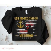 USS Nimitz CVN 68 Aircraft Carrier Veteran Flag Veterans Day Sweatshirt thumb 2