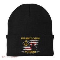USS Nimitz CVN 68 Aircraft Carrier Veteran Flag Veterans Day Beanie thumb 0