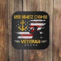 USS Nimitz CVN 68 Aircraft Carrier Veteran Flag Veterans Day Coaster thumb 0