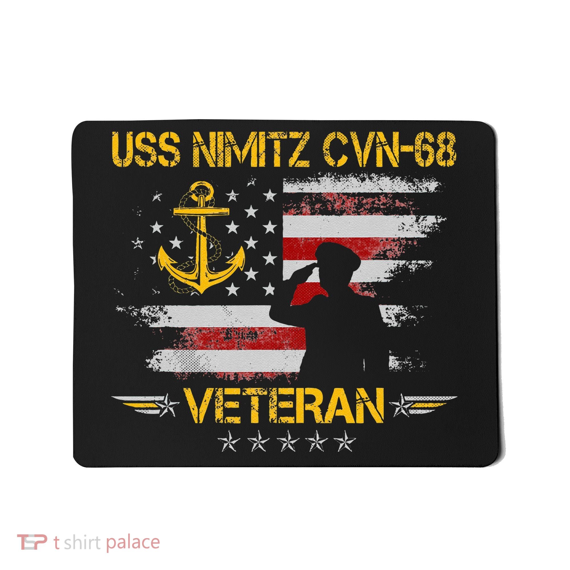 USS Nimitz CVN 68 Aircraft Carrier Veteran Flag Veterans Day Mousepad