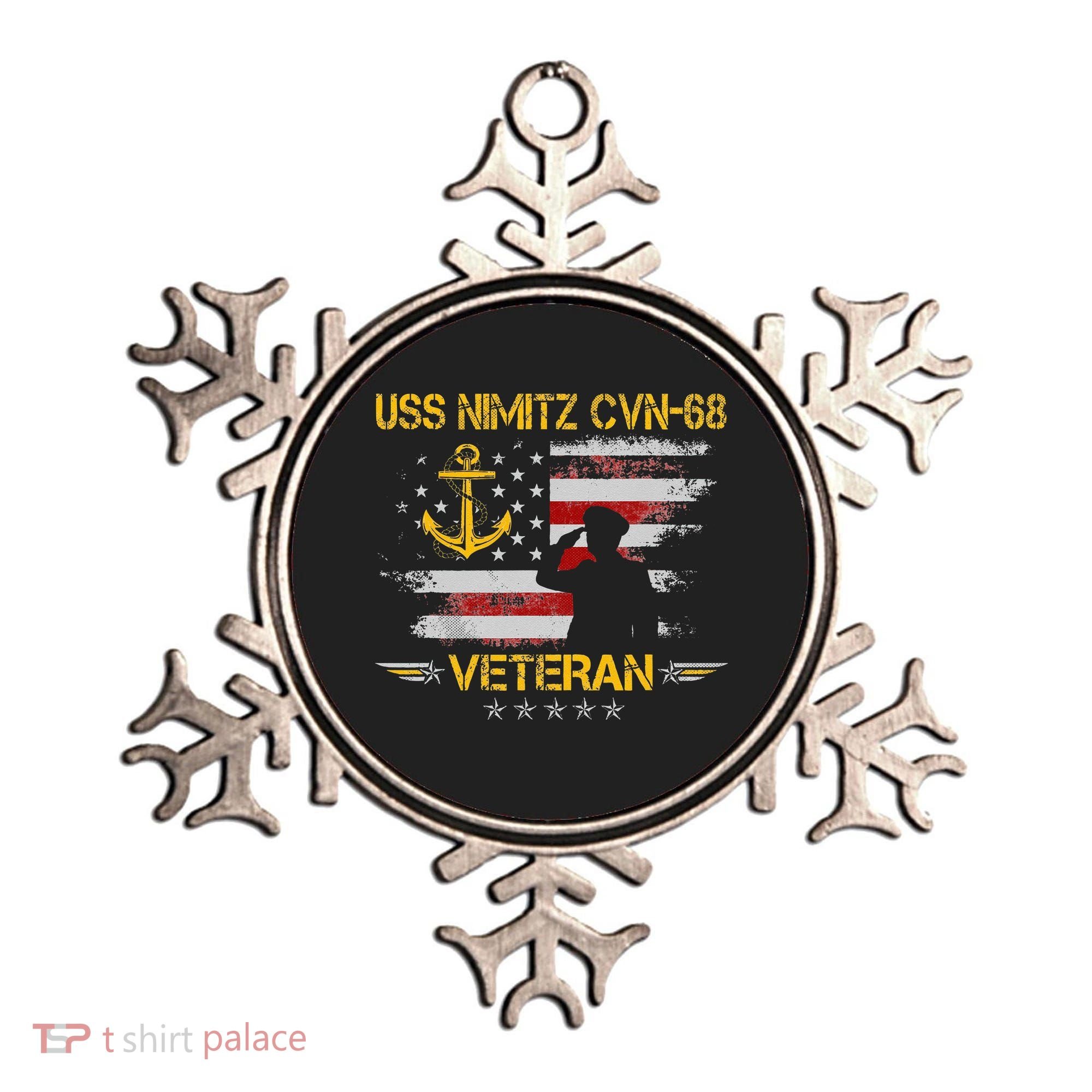 USS Nimitz CVN 68 Aircraft Carrier Veteran Flag Veterans Day Ornament