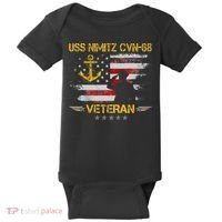 USS Nimitz CVN 68 Aircraft Carrier Veteran Flag Veterans Day Baby Bodysuit thumb 0