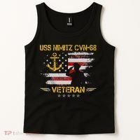 USS Nimitz CVN 68 Aircraft Carrier Veteran Flag Veterans Day Tank Top thumb 2