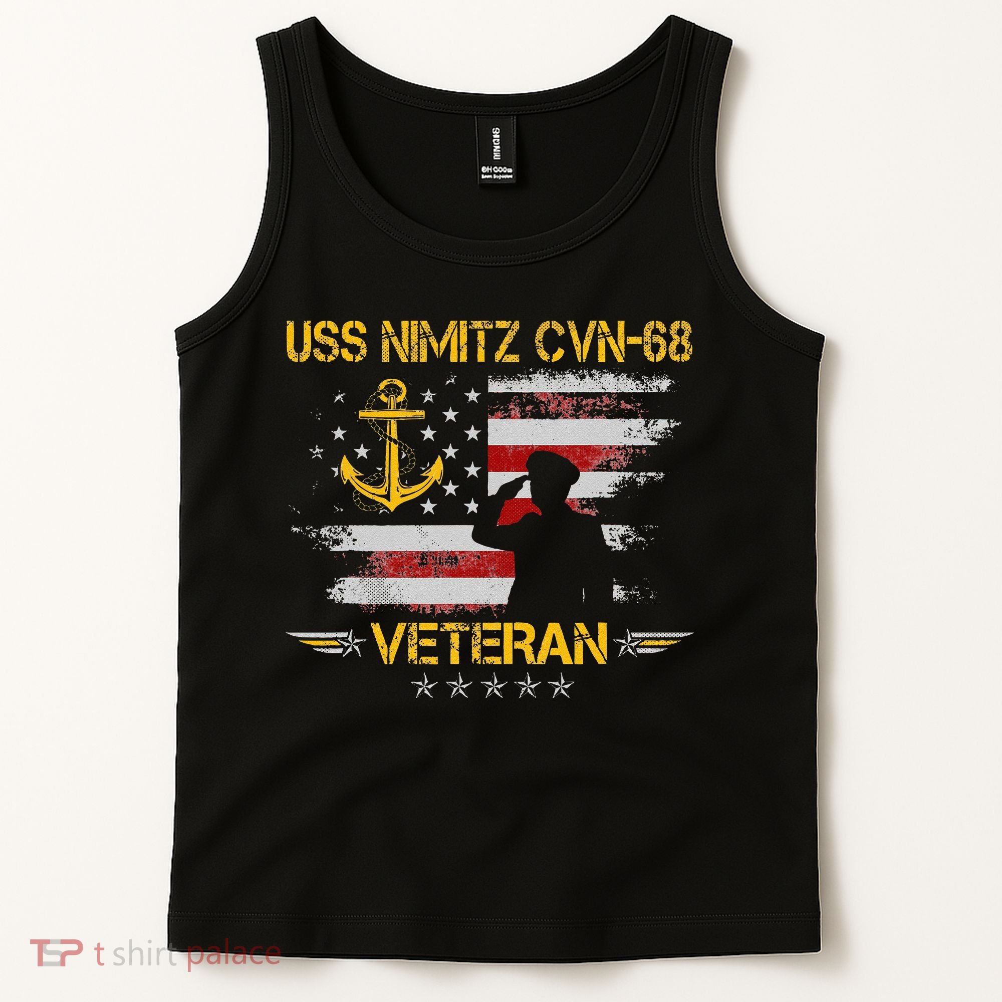 USS Nimitz CVN 68 Aircraft Carrier Veteran Flag Veterans Day Tank Top