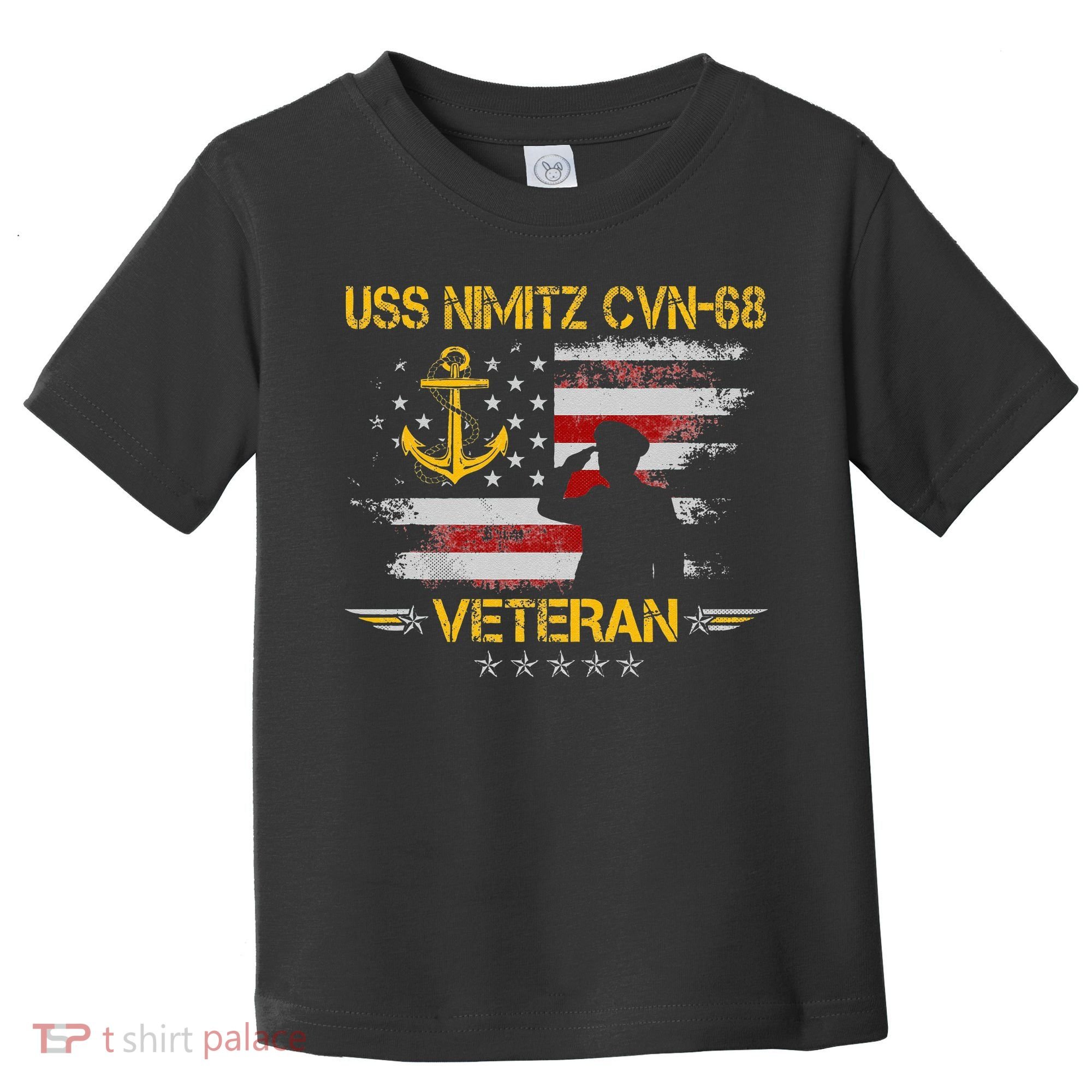 USS Nimitz CVN 68 Aircraft Carrier Veteran Flag Veterans Day Toddler T-Shirt