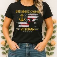 USS Nimitz CVN 68 Aircraft Carrier Veteran Flag Veterans Day Women's T-Shirt thumb 2