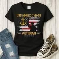 USS Nimitz CVN 68 Aircraft Carrier Veteran Flag Veterans Day Women's T-Shirt thumb 3