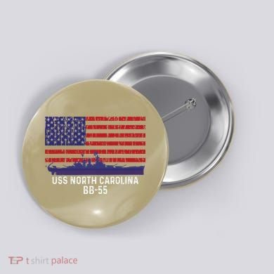 Uss North Carolina Bb55 Battleship Vintage American Flag Button