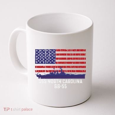 Uss North Carolina Bb55 Battleship Vintage American Flag Coffee Mug