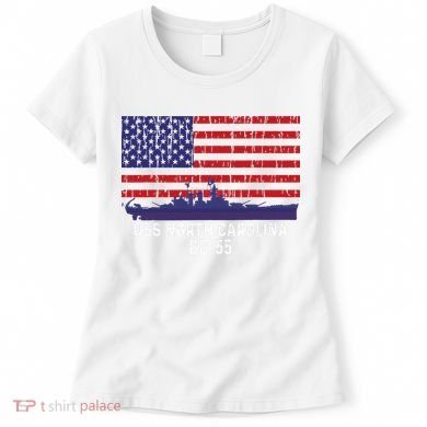 Uss North Carolina Bb55 Battleship Vintage American Flag Women's T-Shirt