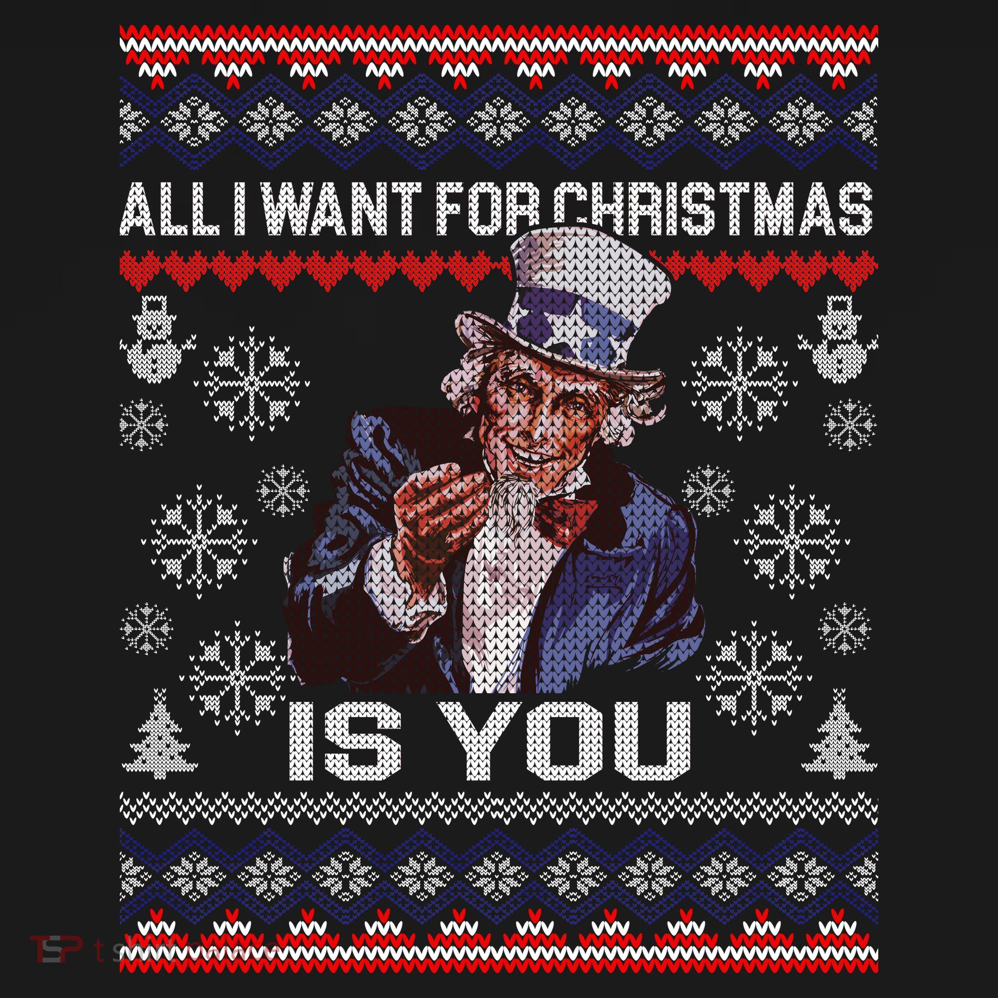 Uncle Sam All I Want for Christmas is You Ugly Women's Tank Top