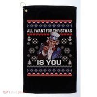 Uncle Sam All I Want for Christmas is You Ugly Golf Towel thumb 0