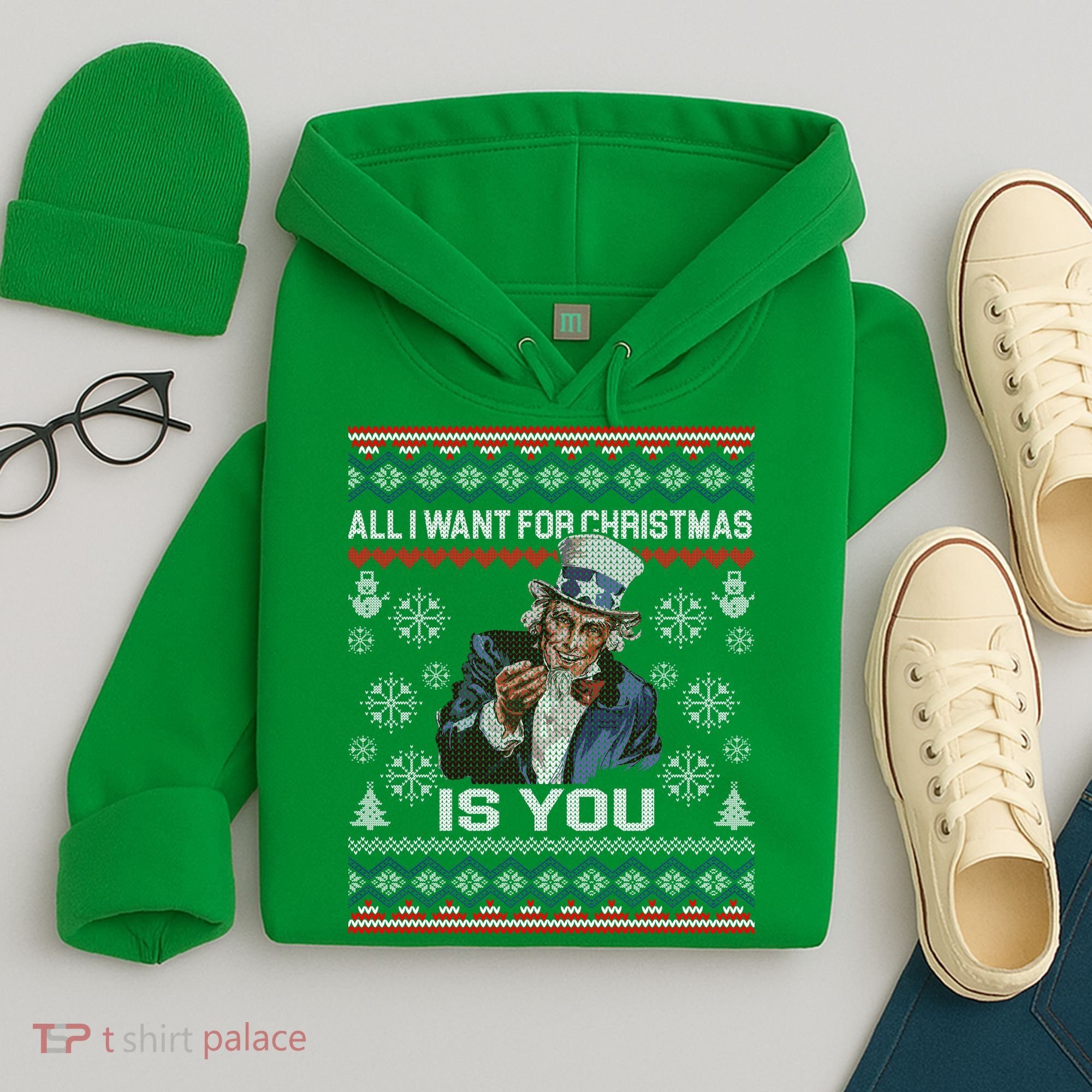 Uncle Sam All I Want for Christmas is You Ugly Hoodie