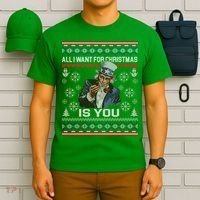 Uncle Sam All I Want for Christmas is You Ugly T-Shirt thumb 6