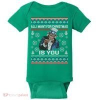Uncle Sam All I Want for Christmas is You Ugly Baby Bodysuit thumb 0