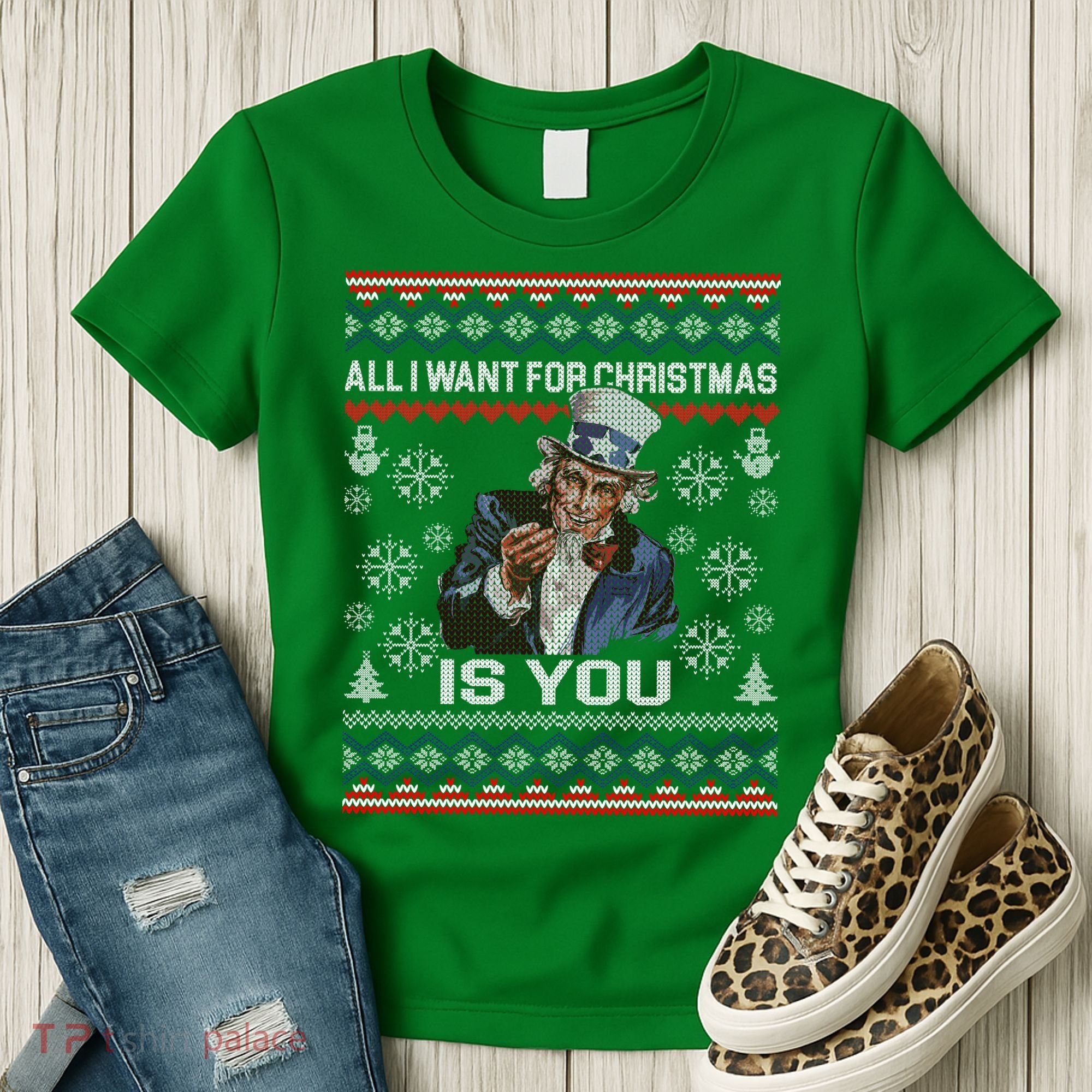 Uncle Sam All I Want for Christmas is You Ugly Women's T-Shirt