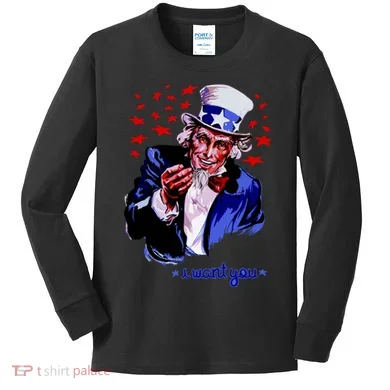 Uncle Sam I Want You Kids Long Sleeve Shirt
