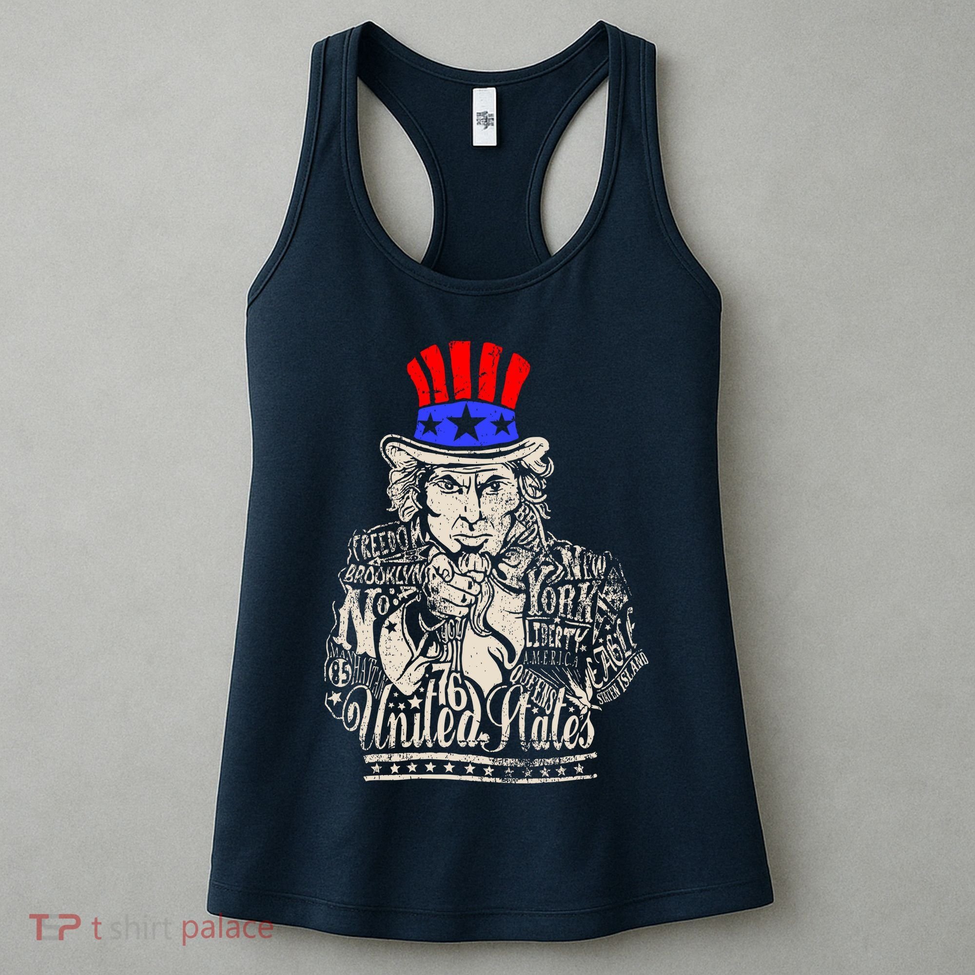 Uncle Sam I Want You 4th of July USA Mashup Women's Tank Top