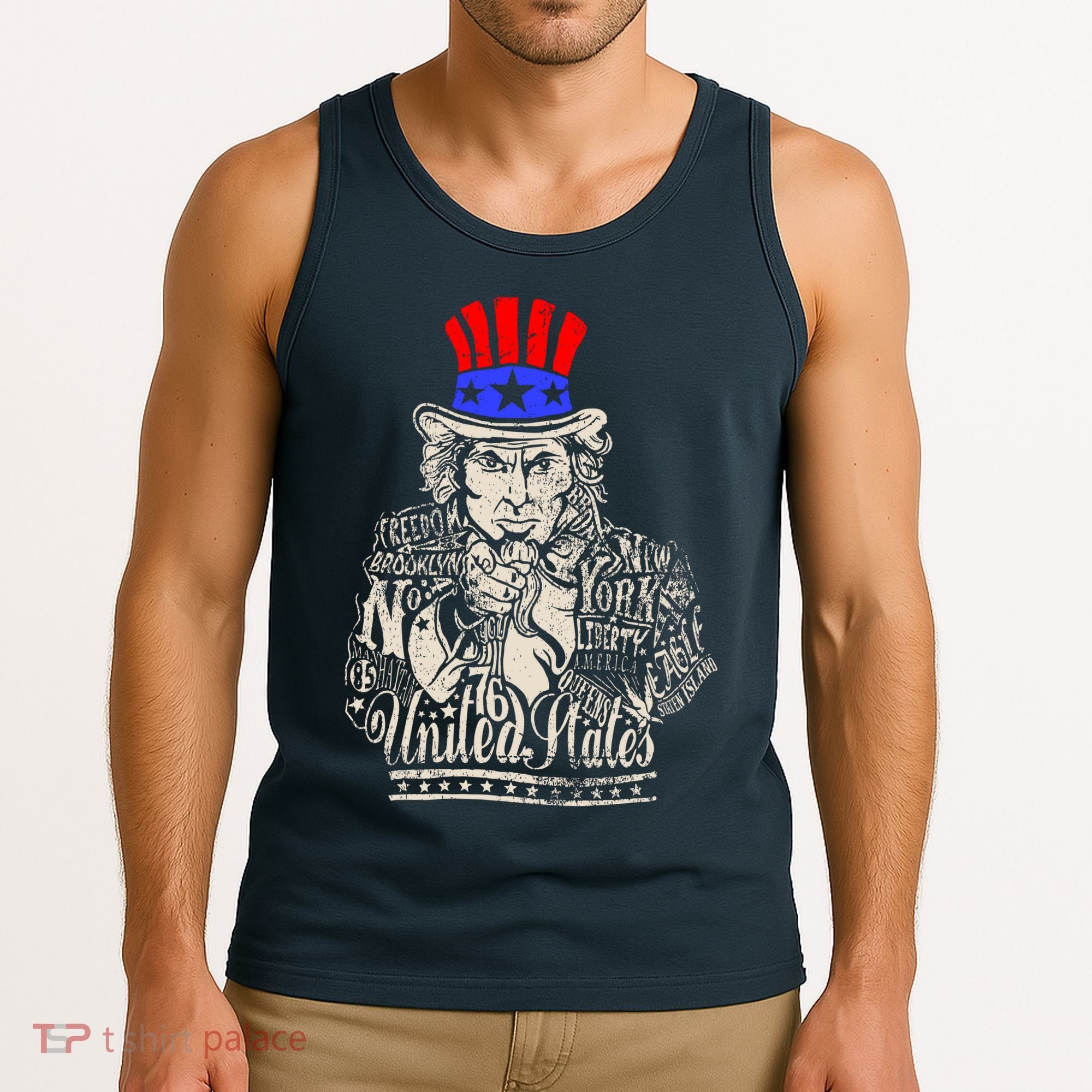 Uncle Sam I Want You 4th of July USA Mashup Tank Top