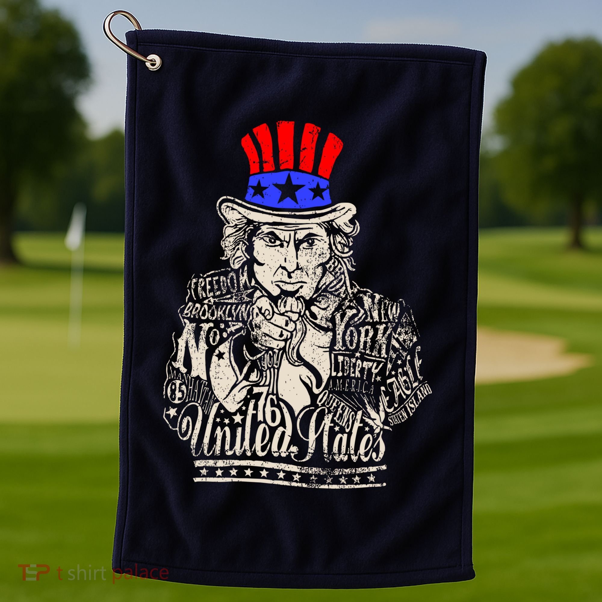Uncle Sam I Want You 4th of July USA Mashup Golf Towel