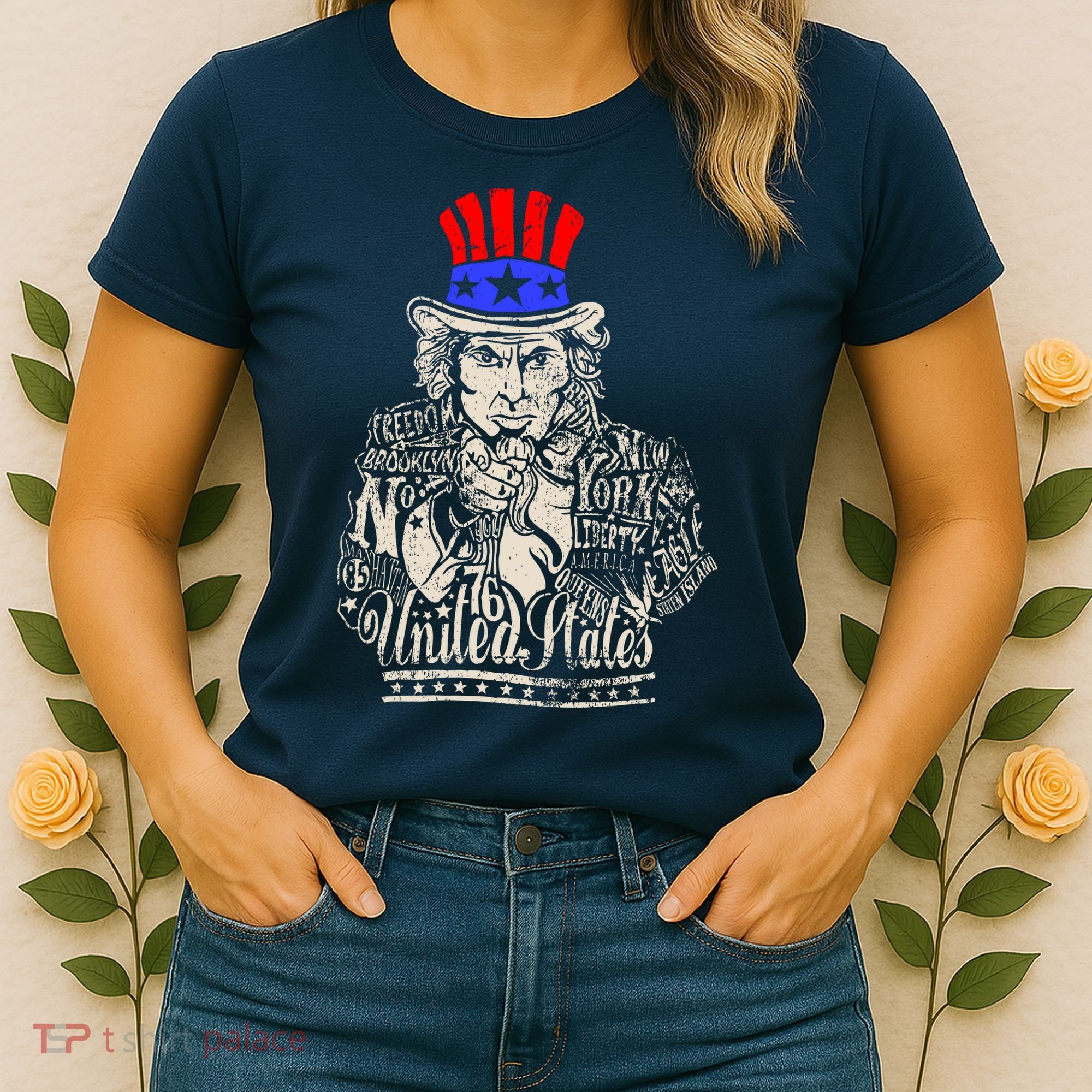 Uncle Sam I Want You 4th of July USA Mashup Women's T-Shirt