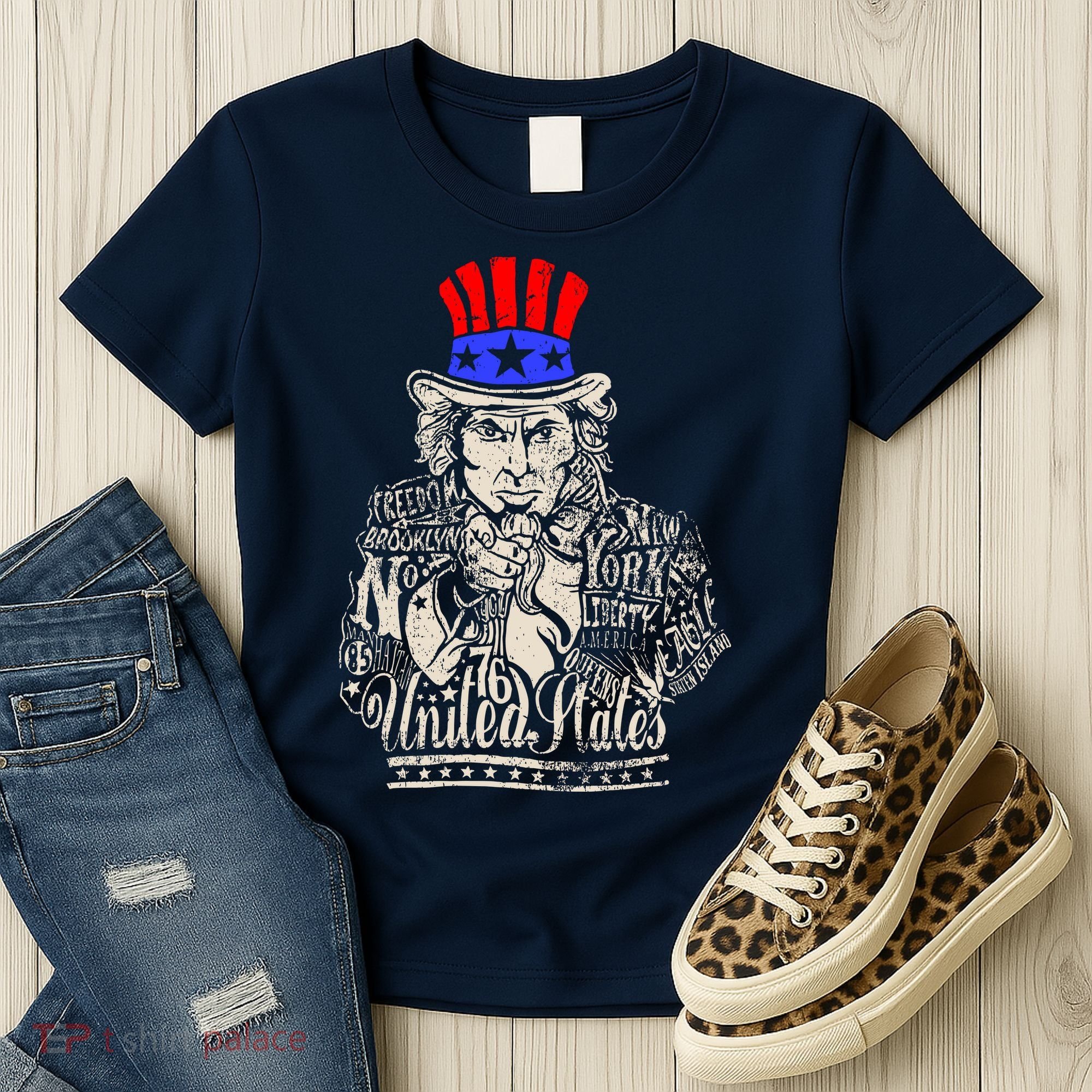Uncle Sam I Want You 4th of July USA Mashup Women's T-Shirt