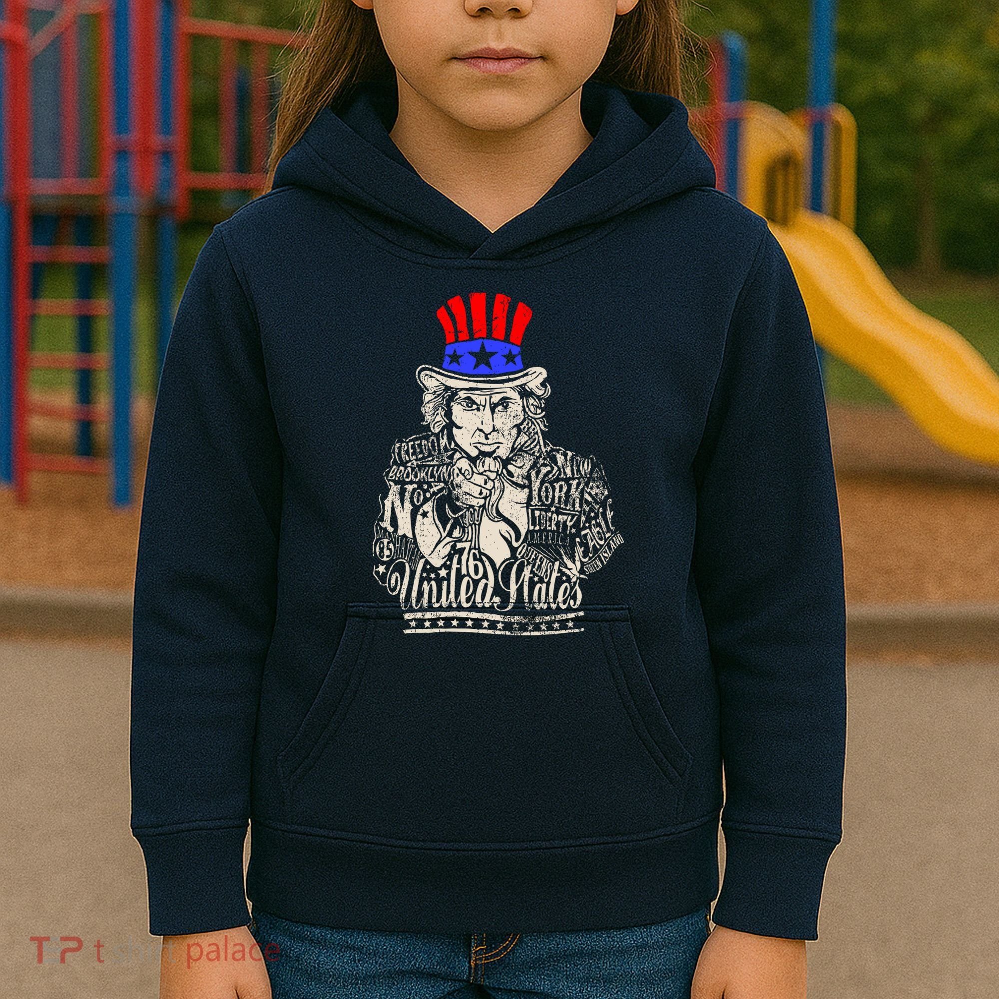 Uncle Sam I Want You 4th of July USA Mashup Kids Hoodie