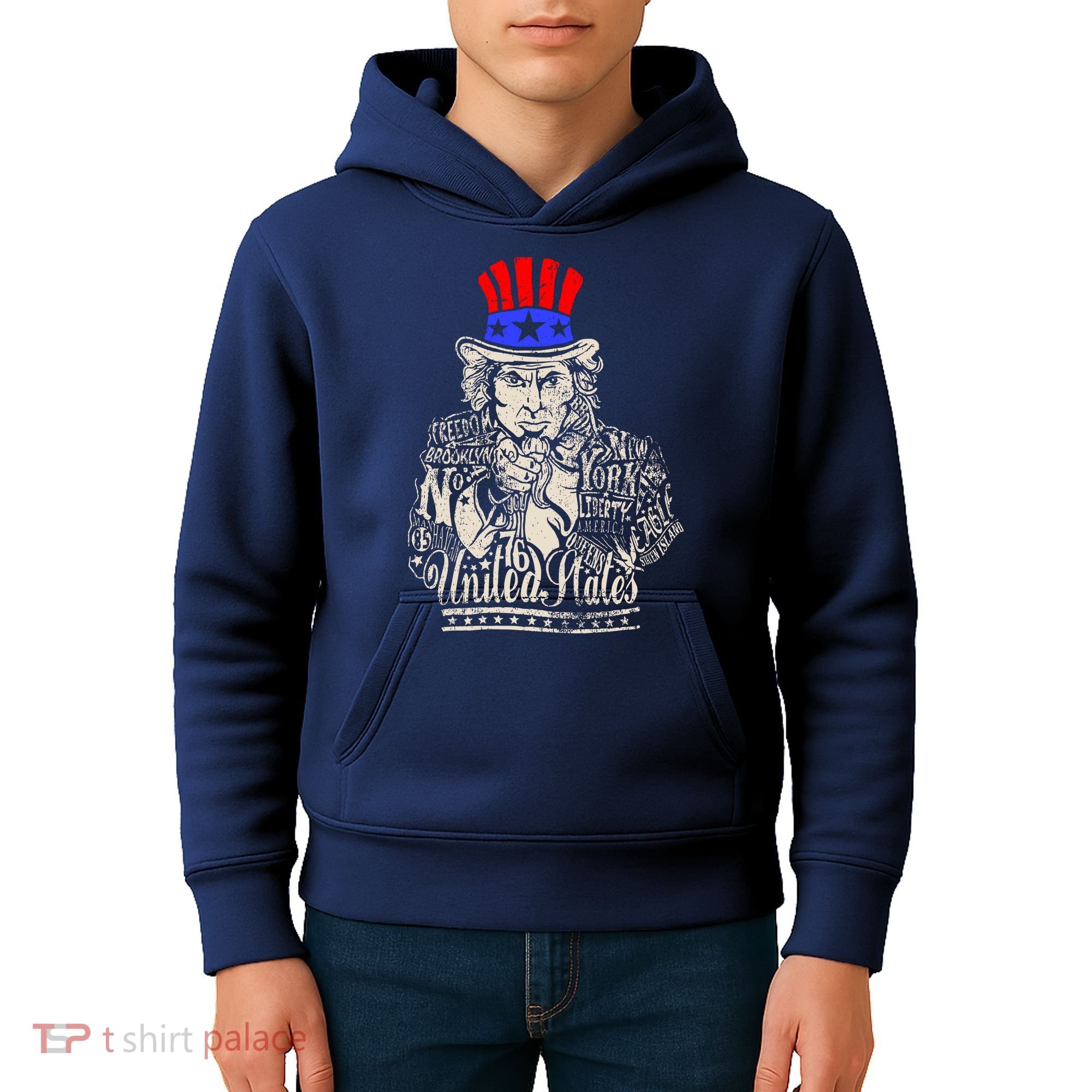 Uncle Sam I Want You 4th of July USA Mashup Kids Hoodie