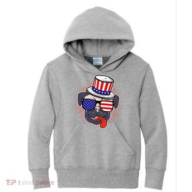 Uncle Sam Pug Kids Hoodie
