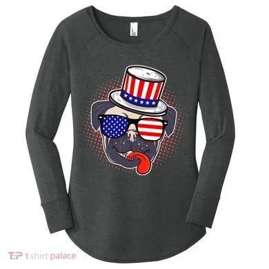 Uncle Sam Pug Women's Perfect Tri Tunic Long Sleeve Shirt