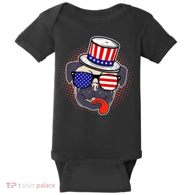Uncle Sam Pug Baby Bodysuit