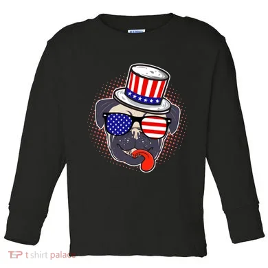 Uncle Sam Pug Toddler Long Sleeve