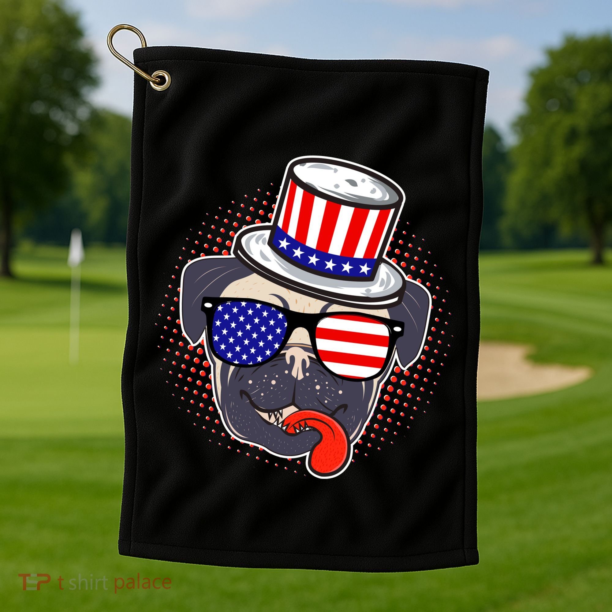 Uncle Sam Pug Golf Towel